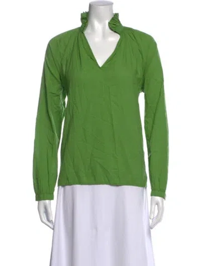 Pre-owned A Shirt Thing V-neck Long Sleeve Blouse In Green