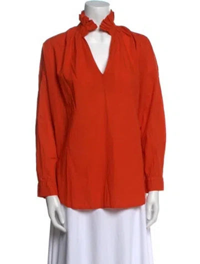 Pre-owned A Shirt Thing V-neck Long Sleeve Blouse In Orange