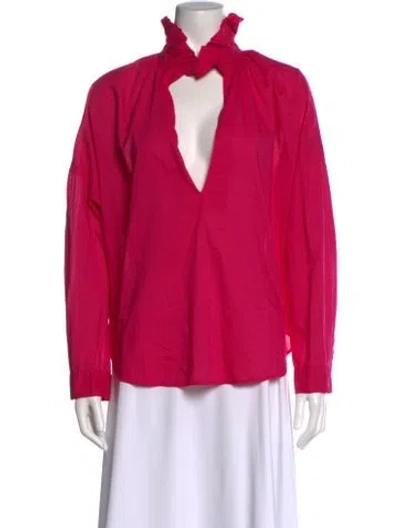 Pre-owned A Shirt Thing V-neck Long Sleeve Blouse In Pink