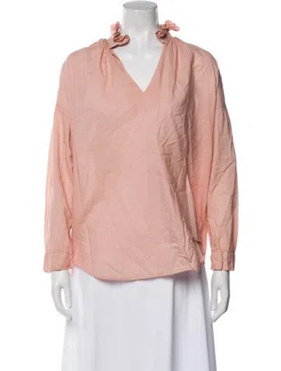 Pre-owned A Shirt Thing V-neck Long Sleeve Blouse In Pink