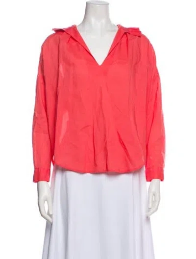 Pre-owned A Shirt Thing V-neck Long Sleeve Blouse In Pink