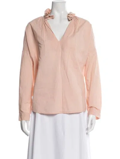 Pre-owned A Shirt Thing V-neck Long Sleeve Blouse In Pink