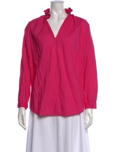 Pre-owned A Shirt Thing V-neck Long Sleeve Blouse In Pink
