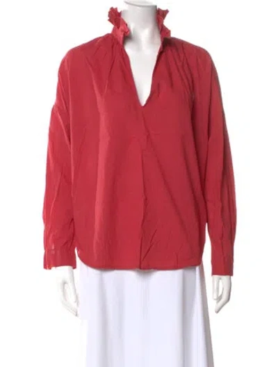 Pre-owned A Shirt Thing V-neck Long Sleeve Blouse In Red