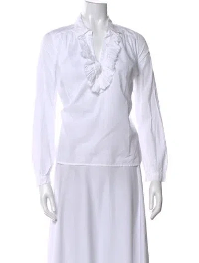 Pre-owned A Shirt Thing V-neck Long Sleeve Blouse W/ Tags In White