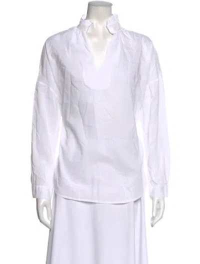 Pre-owned A Shirt Thing V-neck Long Sleeve Blouse In White