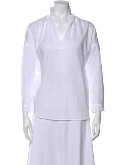 Pre-owned A Shirt Thing V-neck Long Sleeve Blouse In White
