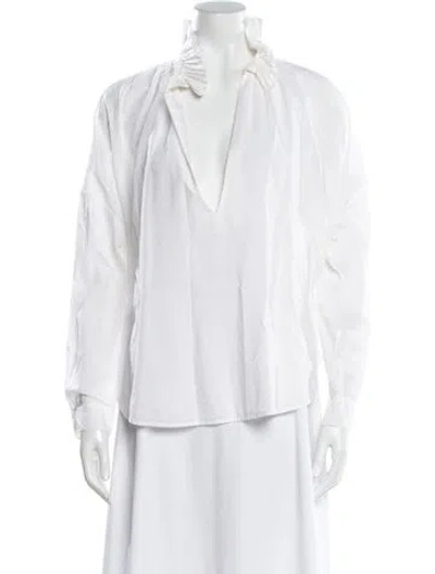 Pre-owned A Shirt Thing V-neck Long Sleeve Blouse In White