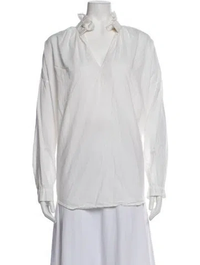 Pre-owned A Shirt Thing V-neck Long Sleeve Blouse In White