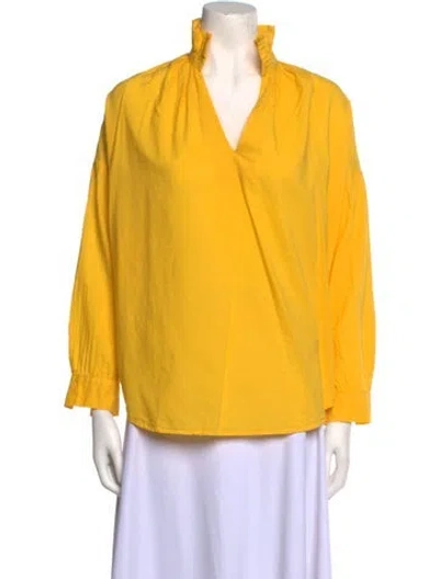 Pre-owned A Shirt Thing V-neck Long Sleeve Blouse In Yellow