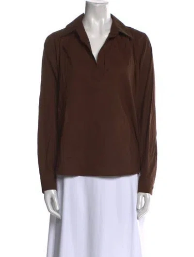 Pre-owned A Shirt Thing V-neck Long Sleeve Polo In Brown