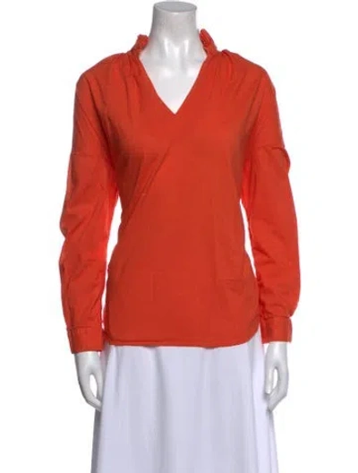 Pre-owned A Shirt Thing V-neck Long Sleeve Polo In Orange