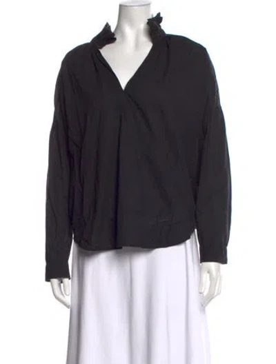 Pre-owned A Shirt Thing V-neck Long Sleeve Top In Black