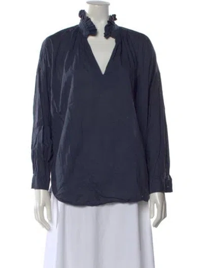 Pre-owned A Shirt Thing V-neck Long Sleeve Top In Blue