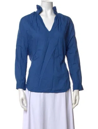 Pre-owned A Shirt Thing V-neck Long Sleeve Top In Blue