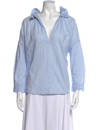 Pre-owned A Shirt Thing V-neck Long Sleeve Top In Blue