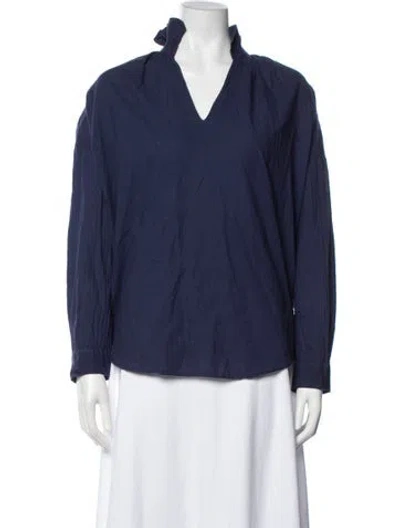 Pre-owned A Shirt Thing V-neck Long Sleeve Top In Blue