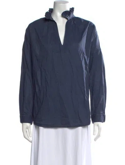 Pre-owned A Shirt Thing V-neck Long Sleeve Top In Blue