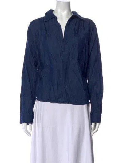 Pre-owned A Shirt Thing V-neck Long Sleeve Top In Blue
