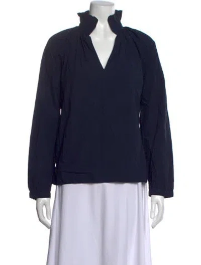 Pre-owned A Shirt Thing V-neck Long Sleeve Top In Blue