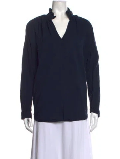 Pre-owned A Shirt Thing V-neck Long Sleeve Top In Blue