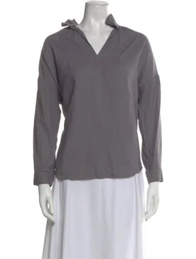 Pre-owned A Shirt Thing V-neck Long Sleeve Top In Gray