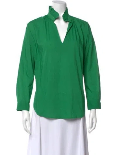 Pre-owned A Shirt Thing V-neck Long Sleeve Top In Green
