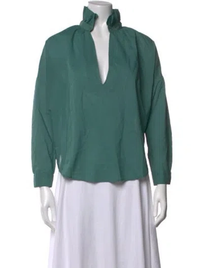 Pre-owned A Shirt Thing V-neck Long Sleeve Top In Green