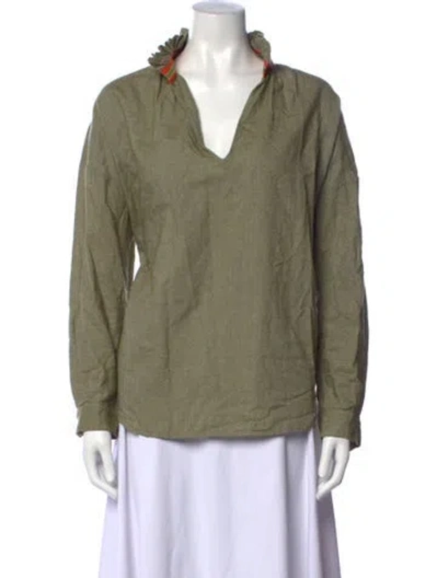 Pre-owned A Shirt Thing V-neck Long Sleeve Top In Green
