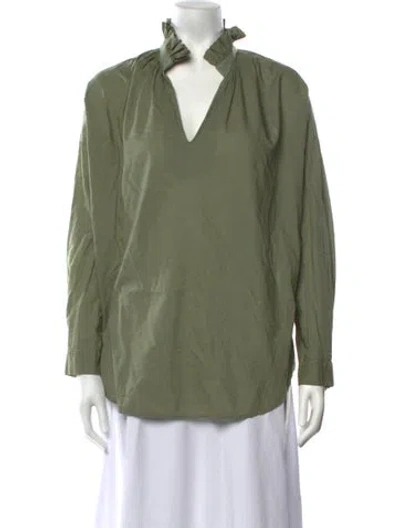Pre-owned A Shirt Thing V-neck Long Sleeve Top In Green