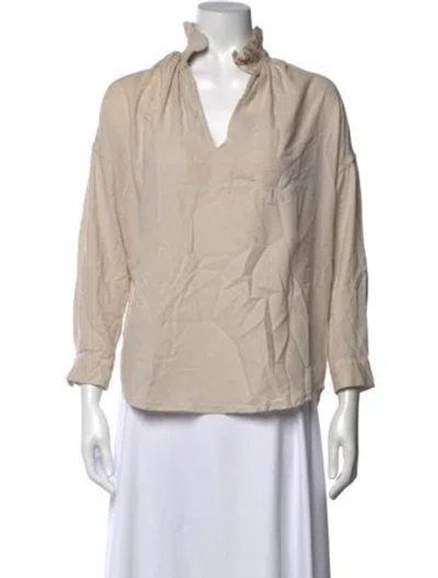 Pre-owned A Shirt Thing V-neck Long Sleeve Top In Neutrals