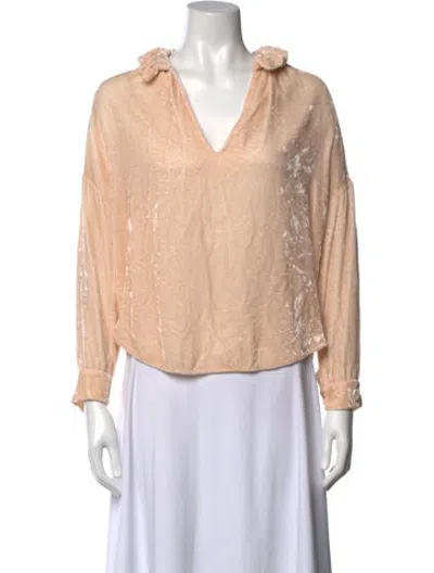Pre-owned A Shirt Thing V-neck Long Sleeve Top In Neutrals