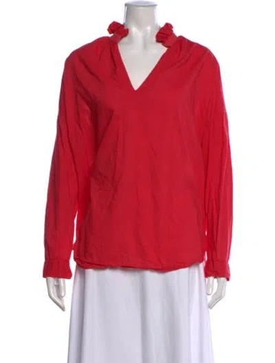 Pre-owned A Shirt Thing V-neck Long Sleeve Top In Red