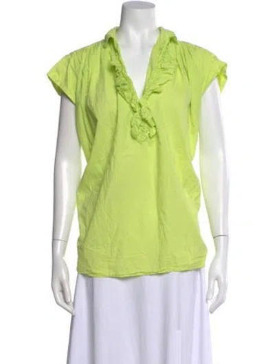 Pre-owned A Shirt Thing V-neck Short Sleeve Blouse In Green