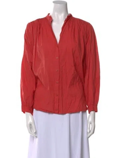 Pre-owned A Shirt Thing V-neck Three-quarter Sleeve Blouse In Orange