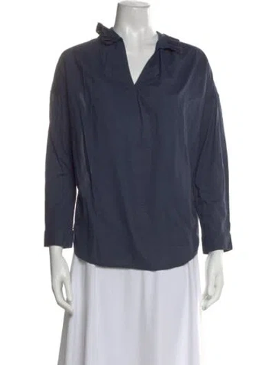 Pre-owned A Shirt Thing V-neck Three-quarter Sleeve Top In Blue