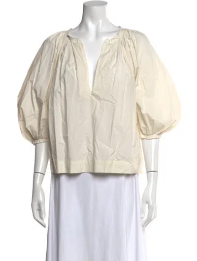 Pre-owned A Shirt Thing V-neck Three-quarter Sleeve Top In Neutrals