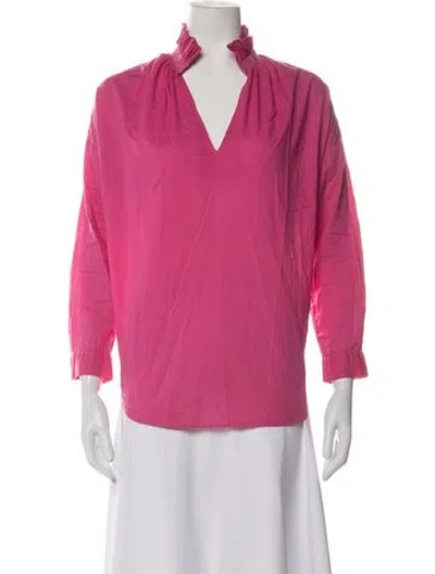 Pre-owned A Shirt Thing V-neck Three-quarter Sleeve Top In Pink