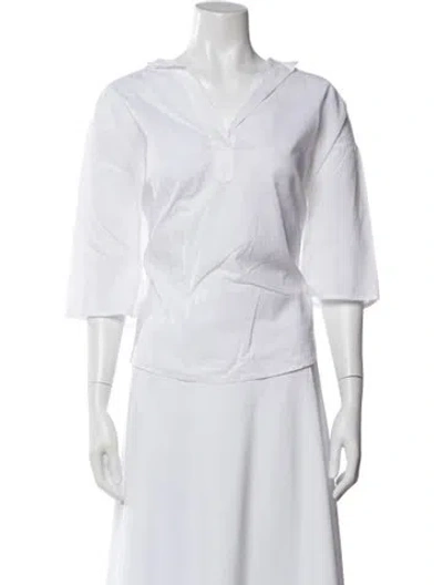 Pre-owned A Shirt Thing V-neck Three-quarter Sleeve Top In White