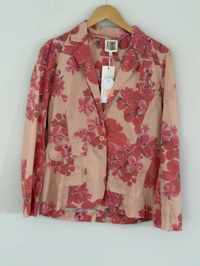 A Shirt Thing Women's Jilly Floral Blazer In Tan In Pink