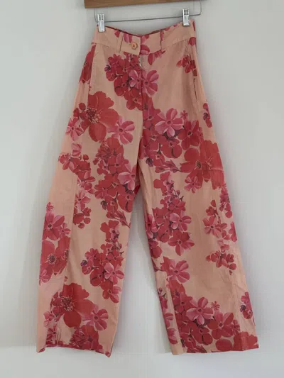A Shirt Thing Women's Marnie Floral Parachute Pant In Tan In Pink