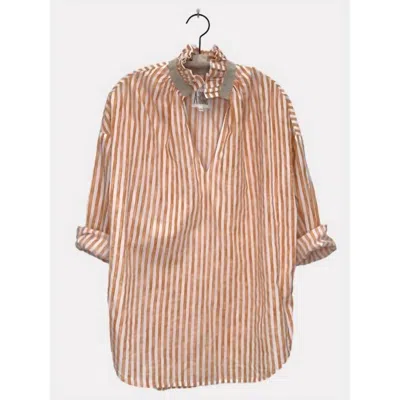 A Shirt Thing Women's Penelope Stripe Blouse In Apricot In Beige