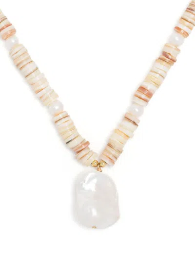 A Sinner In Pearls White Pearl Beaded Necklace In Brown