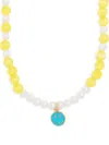 A Sinner In Pearls Yellow Smiley Beaded Pearl Necklace In Yellow