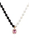 A Sinner In Pearls Crystal-pendant Pearl Necklace In Multicoloured