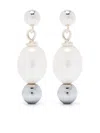 A Sinner In Pearls Sterling Silver Hematite Bead Earrings In White