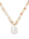 A Sinner In Pearls Shell Bead Pearl Pendant Necklace In Brown