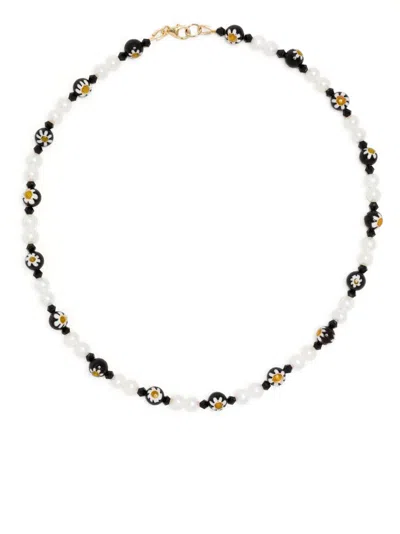 A Sinner In Pearls White Pearl And Daisy Crystal Beaded Necklace