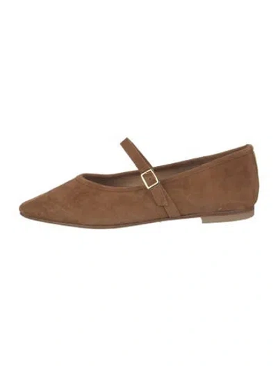 Pre-owned A. Soliani Suede Mary Jane Flats In Brown