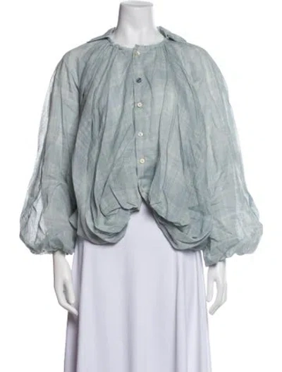 Pre-owned A Tentative Atelier 2024 Plaid Print Blouse In Blue